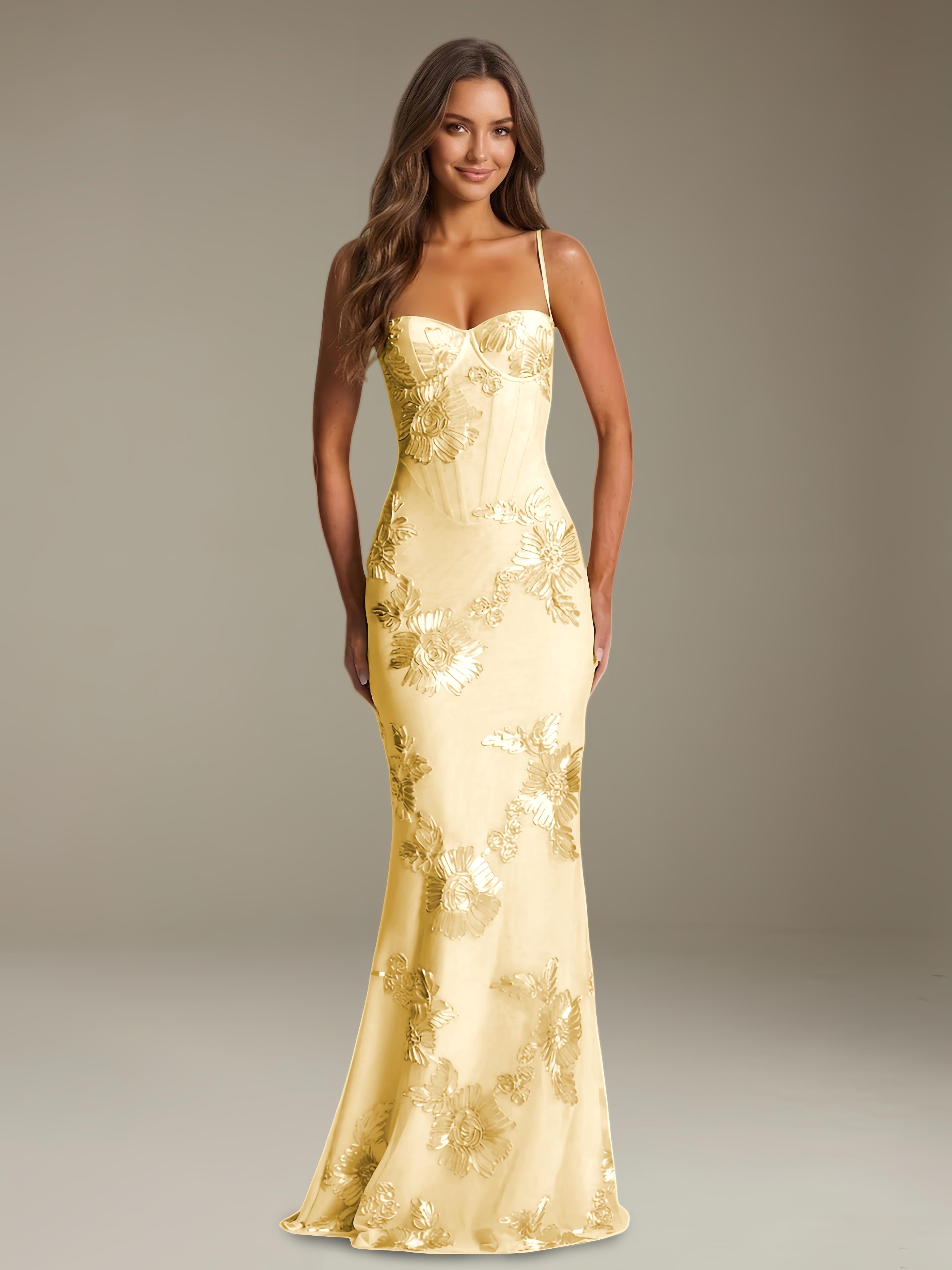 Women’s Floral Column Maxi Dress | Sweetheart Neckline & Open Back Gown