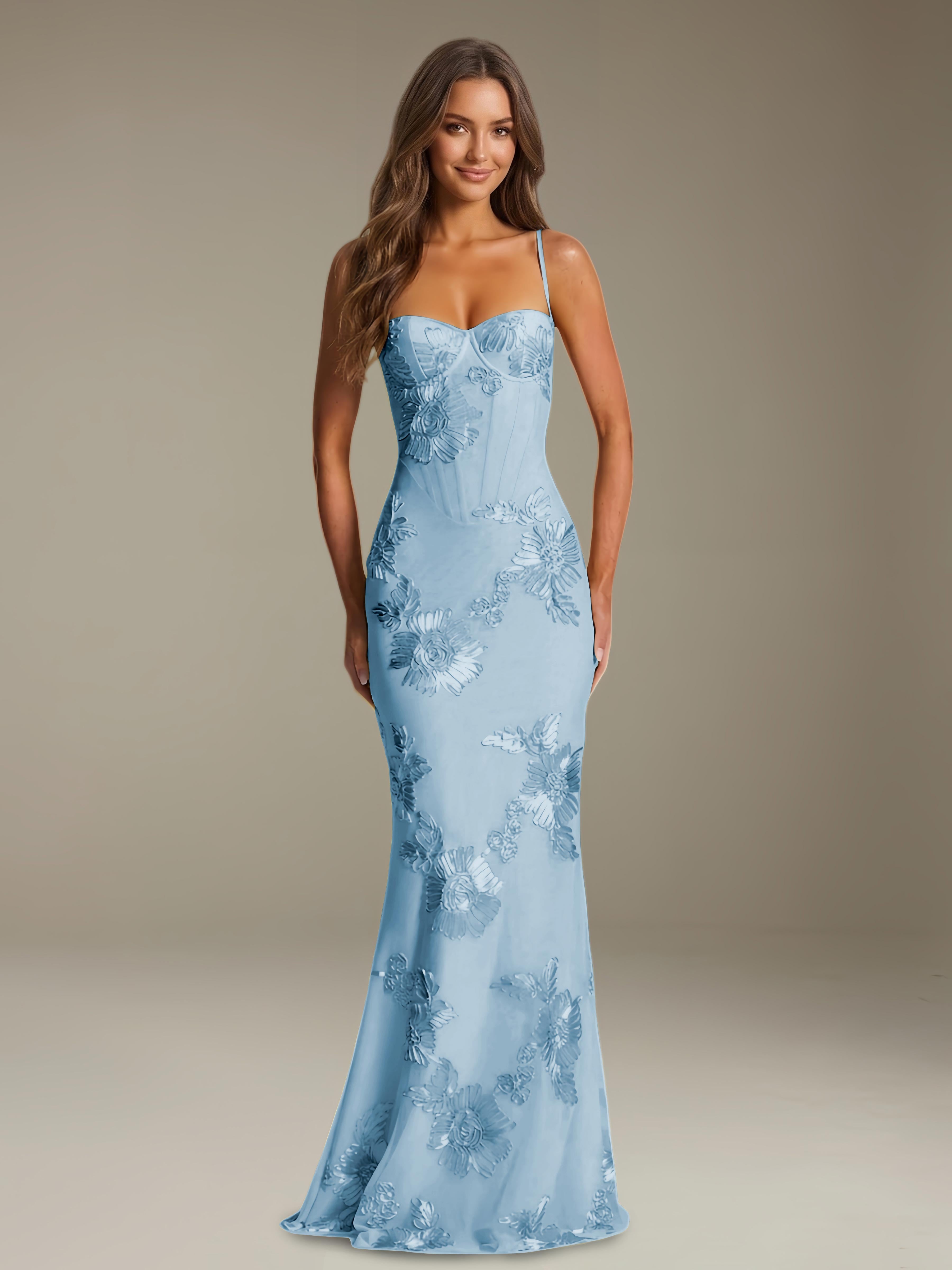 Women’s Floral Column Maxi Dress | Sweetheart Neckline & Open Back Gown