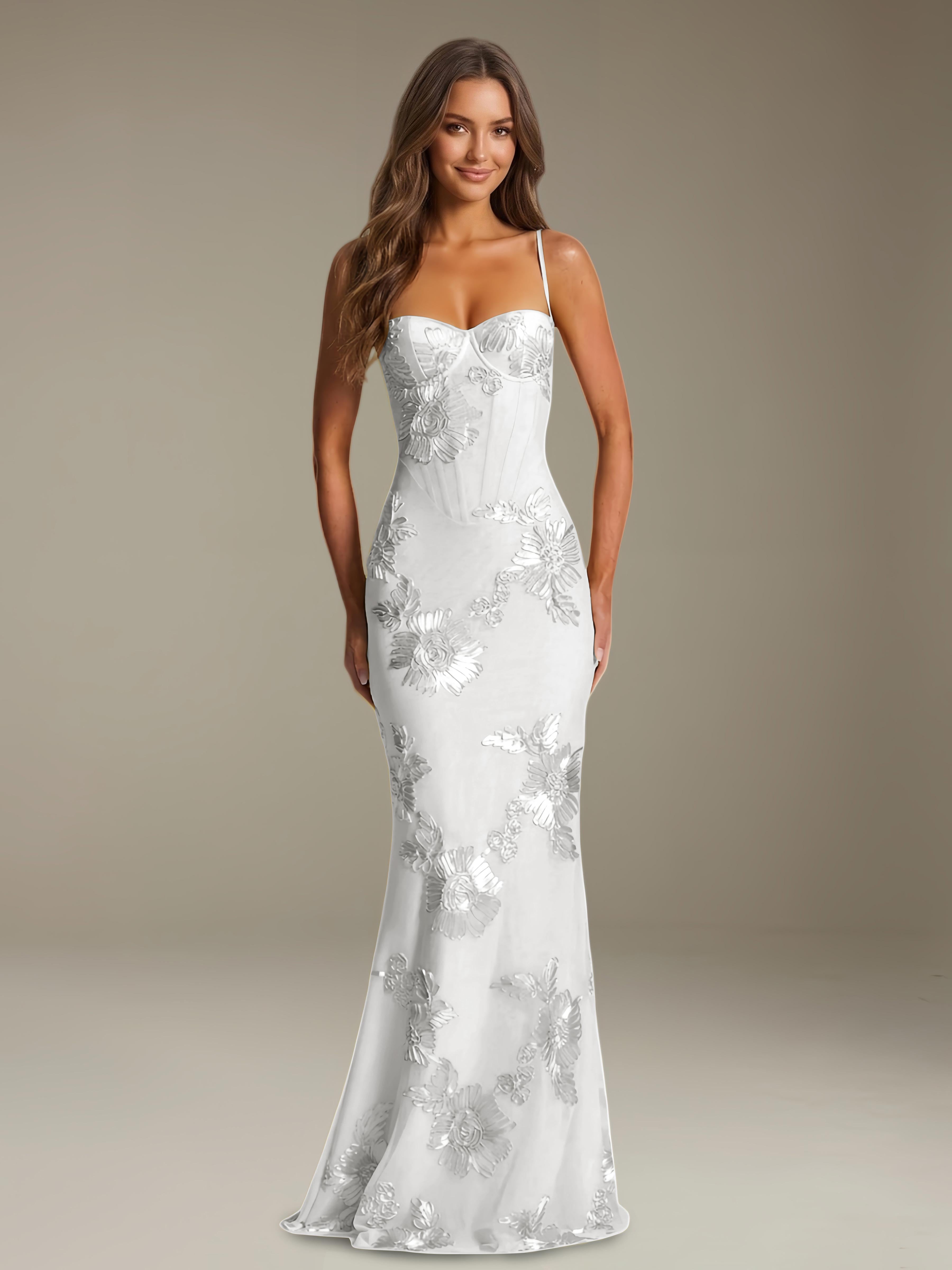 Women’s Floral Column Maxi Dress | Sweetheart Neckline & Open Back Gown