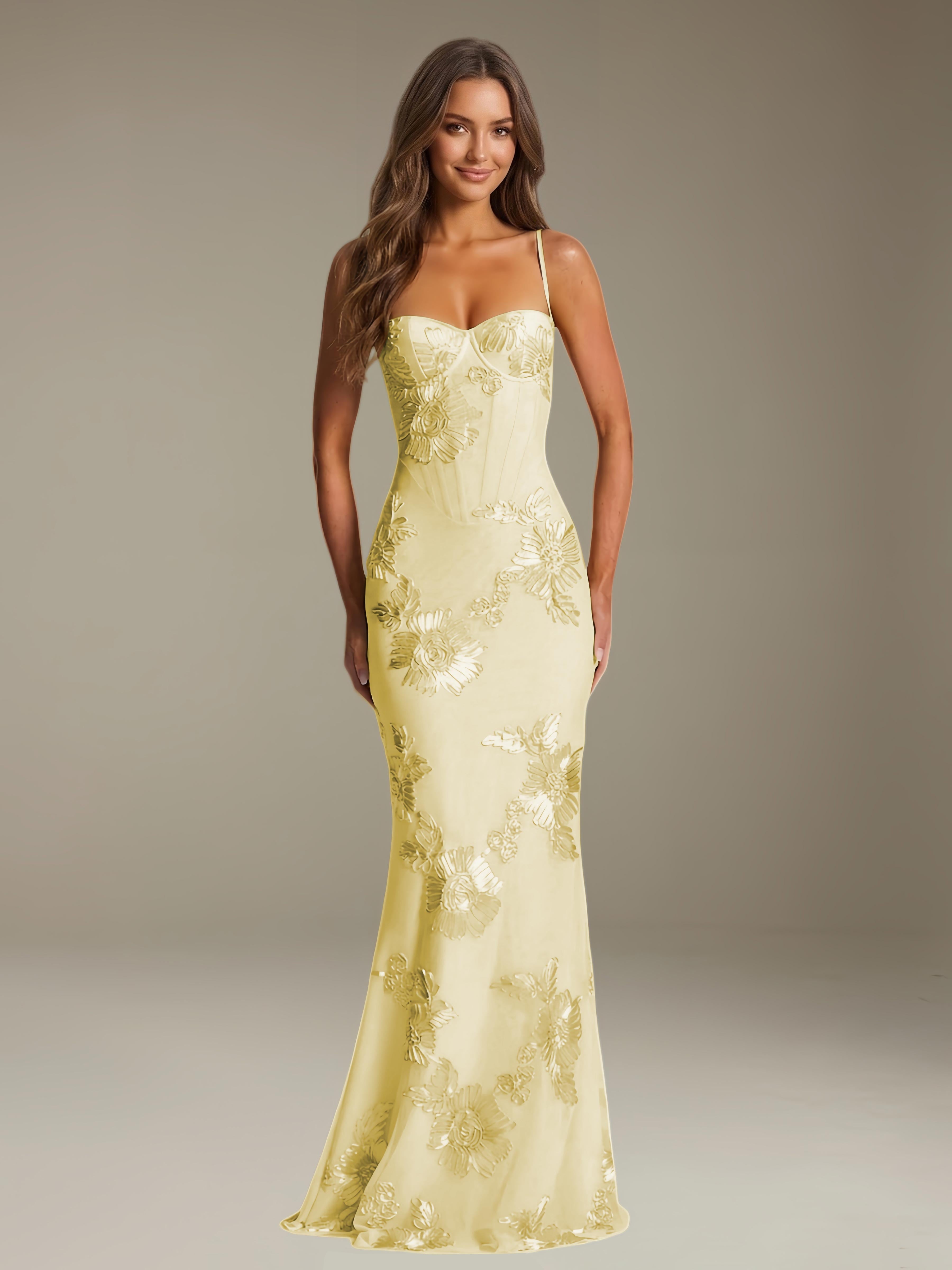 Women’s Floral Column Maxi Dress | Sweetheart Neckline & Open Back Gown