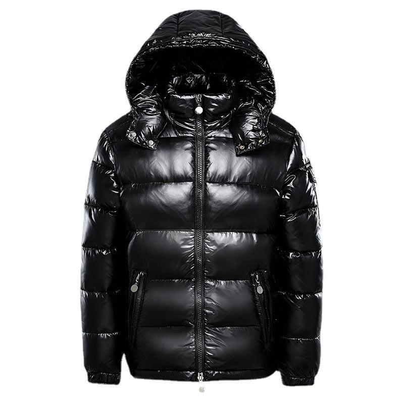 Men's quilted hooded puffer jacket with zip front and zipped pockets