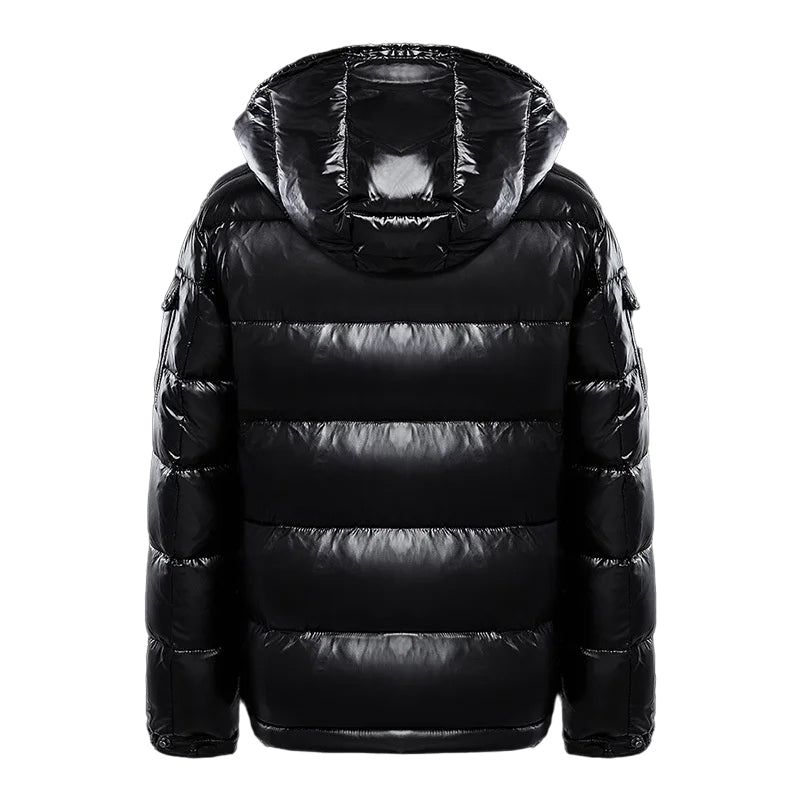 Men's quilted hooded puffer jacket with zip front and zipped pockets