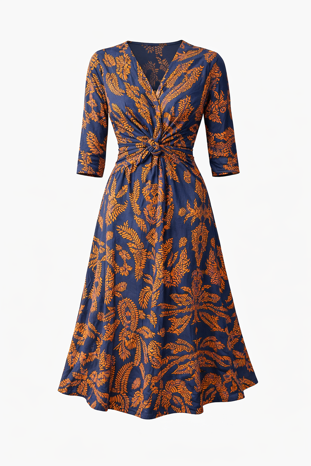 Women’s Botanical Wrap Midi Dress | Midnight Amber