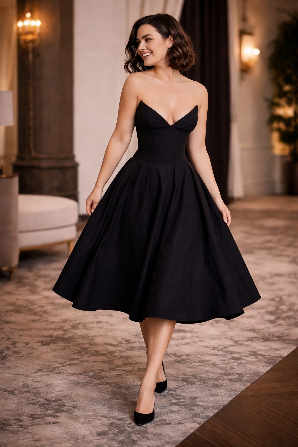 Women's Burgundy Corset Dress Midi