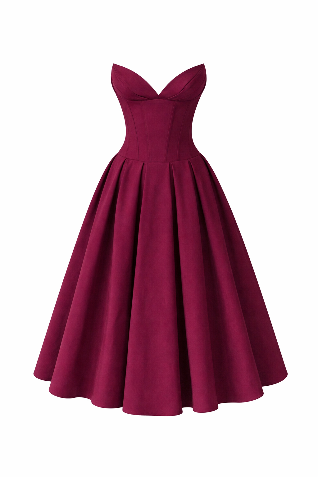 Women's Burgundy Corset Dress Midi