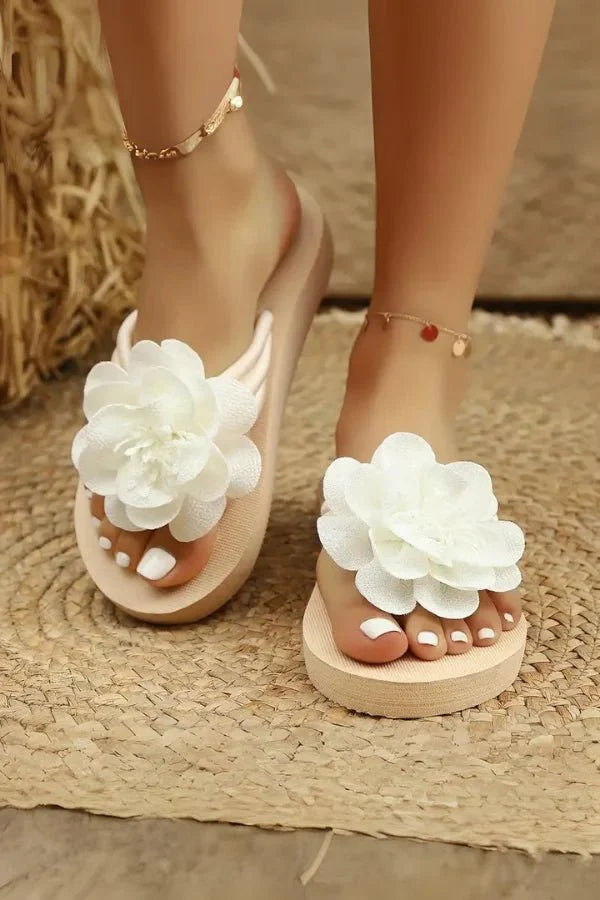 Women's Floral Slide Sandals Mid Heel