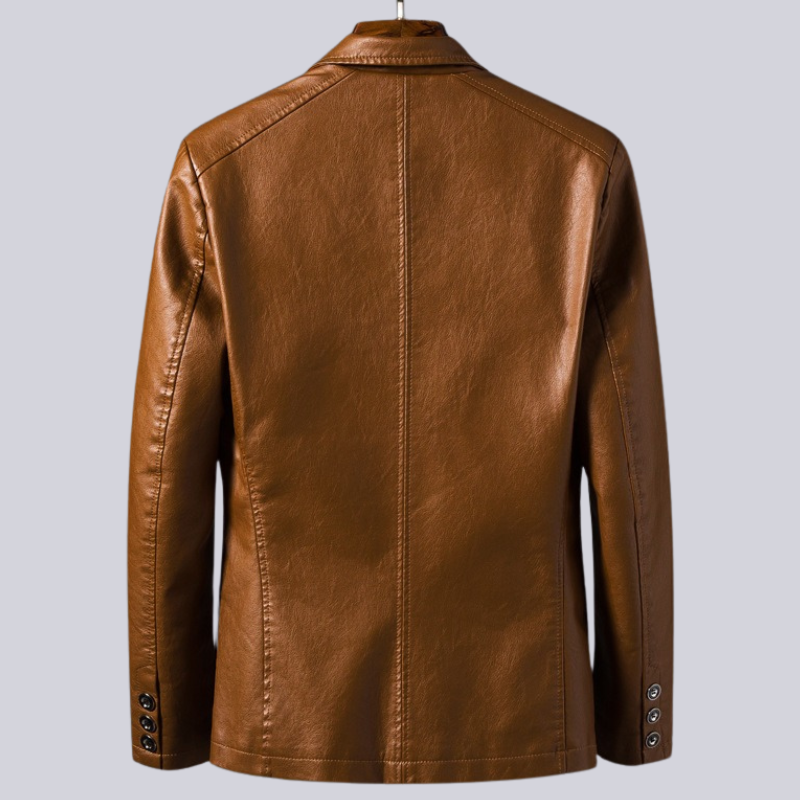 Men's tailored two-button jacket with notched lapels and flap pockets