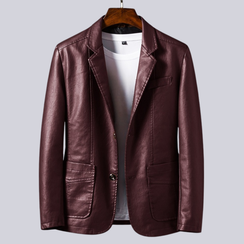 Men's tailored two-button jacket with notched lapels and flap pockets