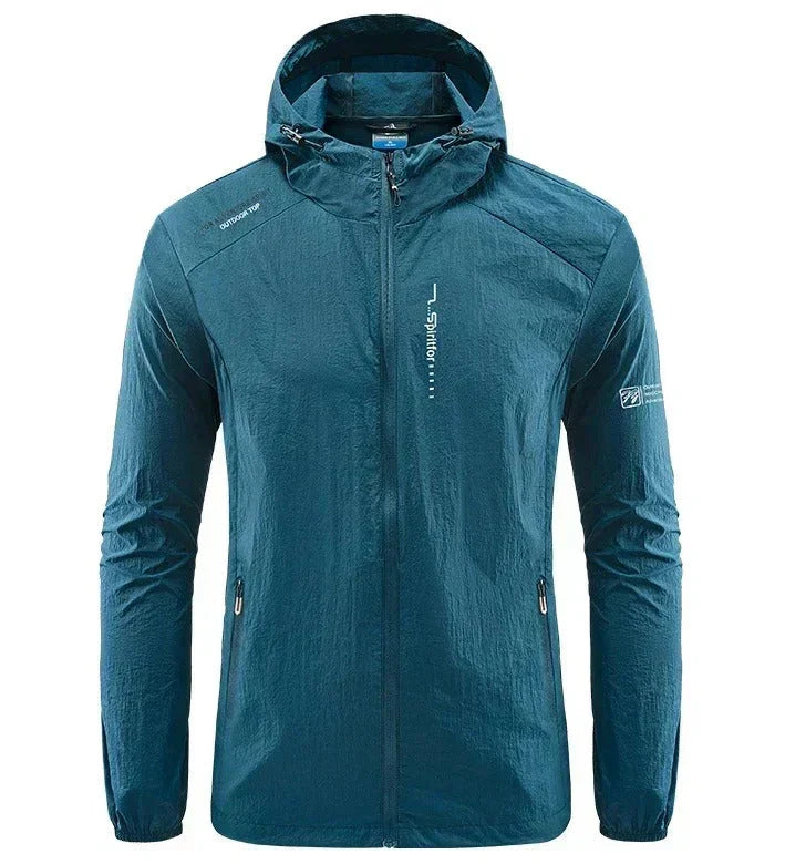 Men's Hooded Jacket Lightweight Zip-Up - Light Blue