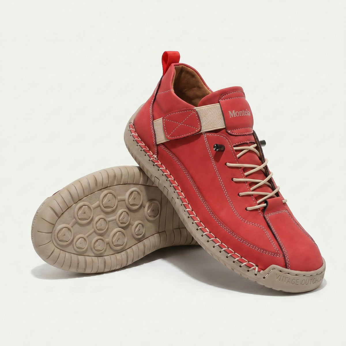 High-top lace-up sneakers with elastic ankle strap and textured flat sole