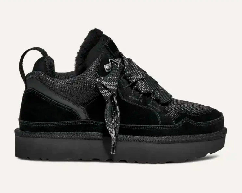 Women's high-top lace-up boots with padded collar and flat platform sole