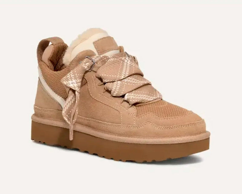 Women's high-top lace-up boots with padded collar and flat platform sole