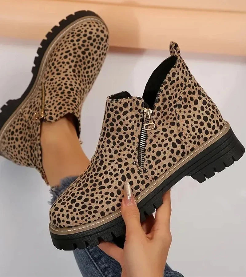Women's ankle boots with side zips and chunky lug soles