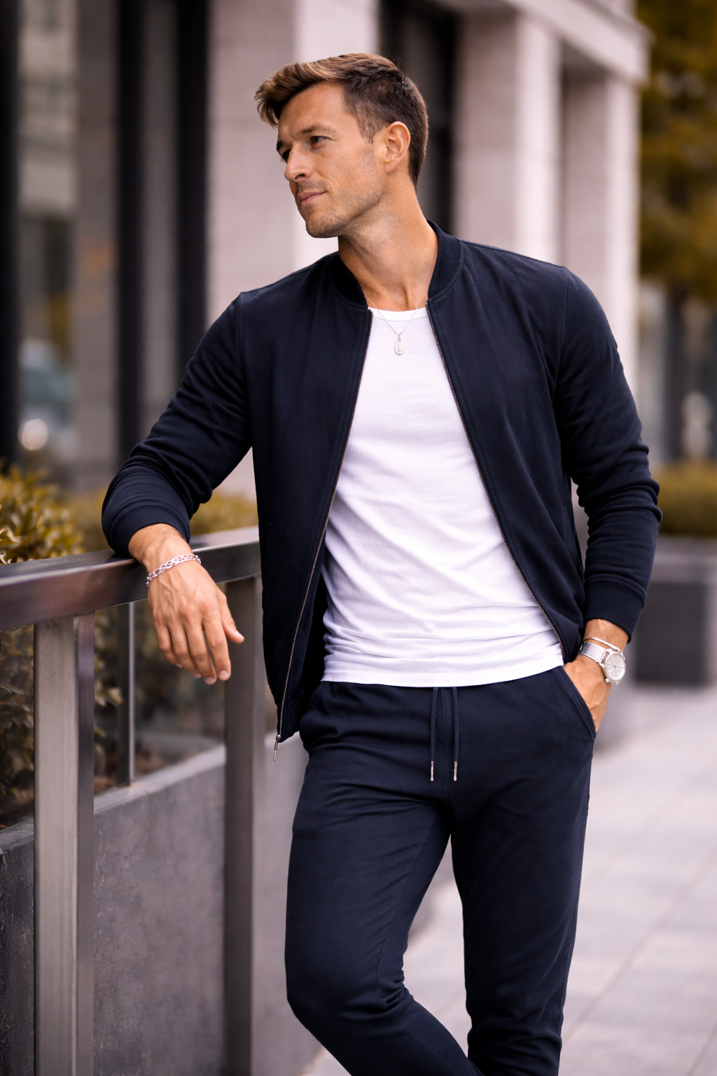 Men's Zip Athleisure Tracksuit Set