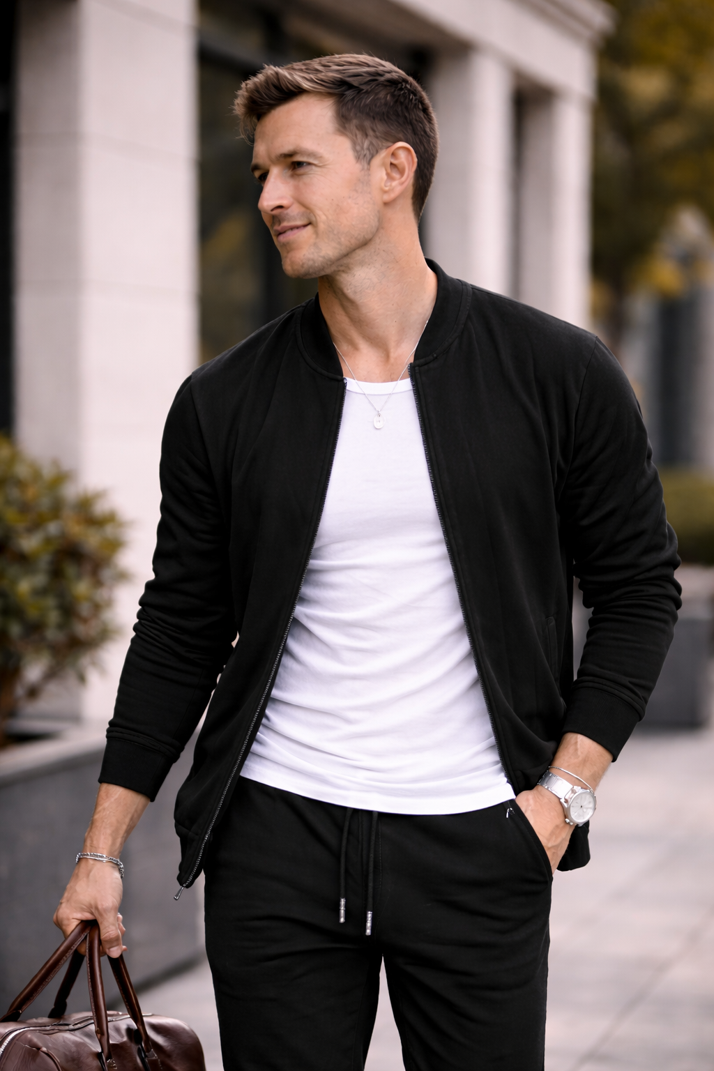 Men's Zip Athleisure Tracksuit Set