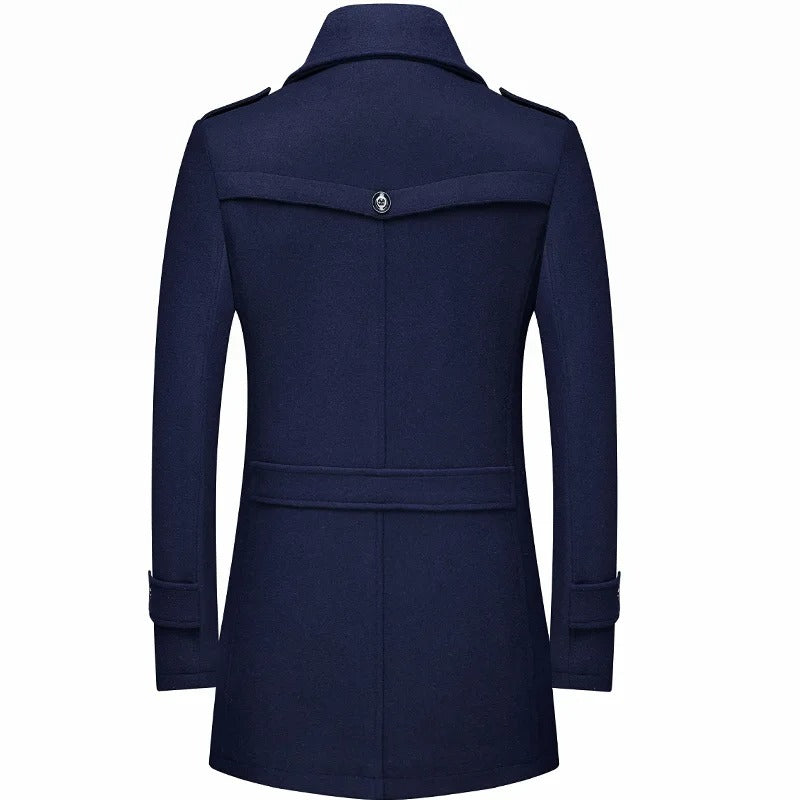 Men's Wool Coat Single-Breasted Notch Lapel - Grey