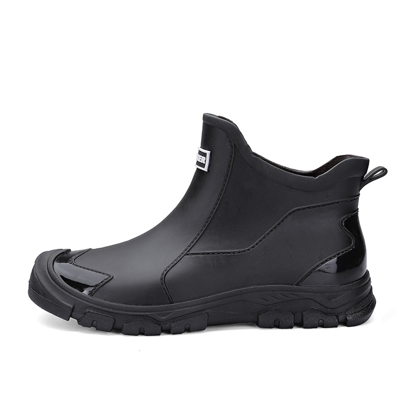Men's Wellington Boots Slip-On Ankle Rubber - Black