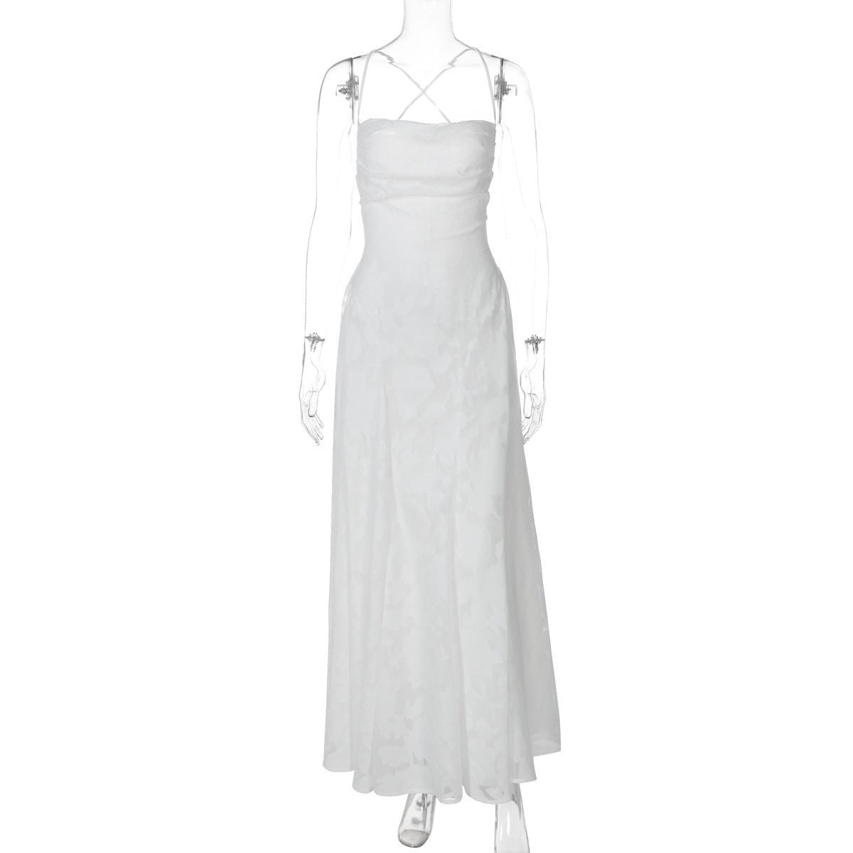 Women’s Floral Lace Maxi Dress | Cross-Back Evening Gown