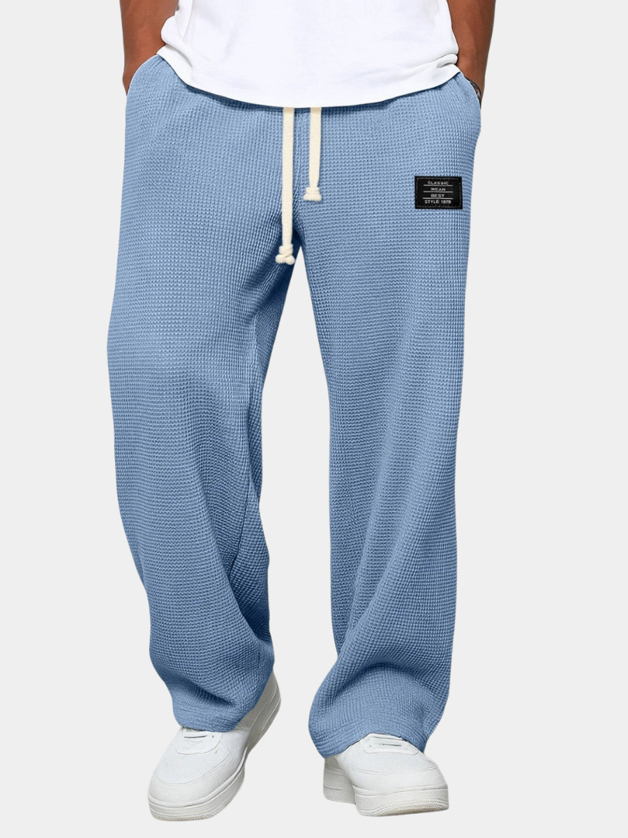 Men's Trousers Waffle Knit Relaxed Drawstring - Light Blue