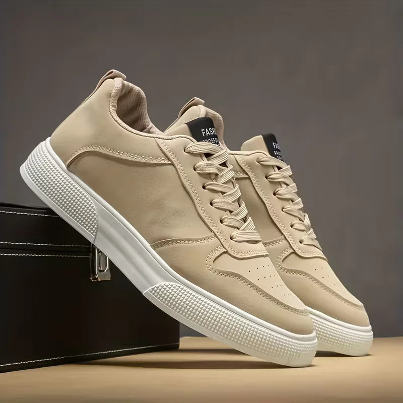 Low-top lace-up trainers with stitched panels and textured flat soles