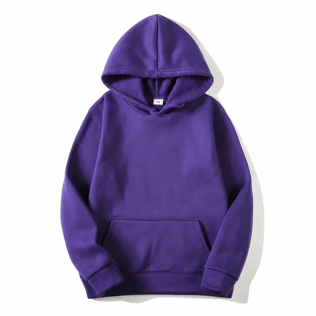 Men's plain pullover hoodie with hood, long sleeves and kangaroo pocket