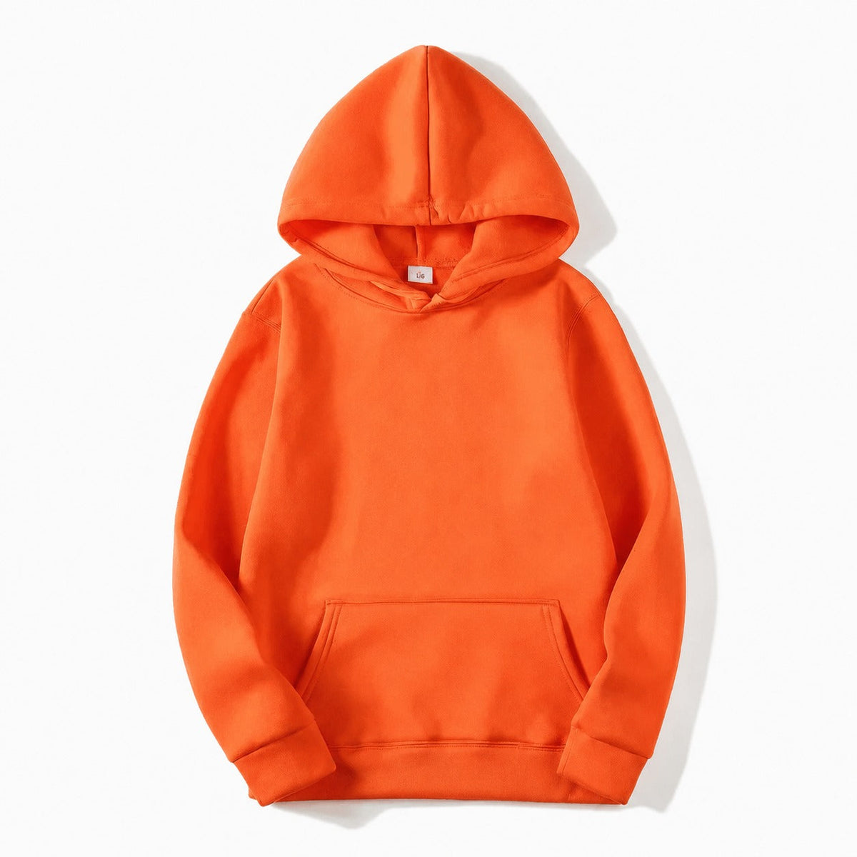 Men's plain pullover hoodie with hood, long sleeves and kangaroo pocket