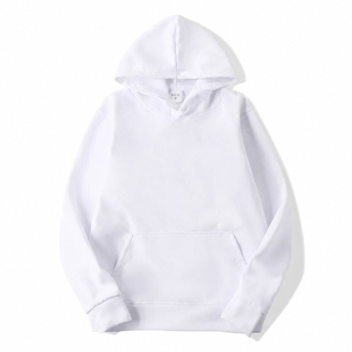 Men's plain pullover hoodie with hood, long sleeves and kangaroo pocket