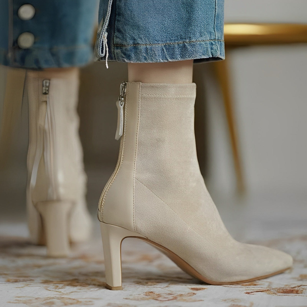 Women's pointed toe ankle boots with high stiletto heels and side zips