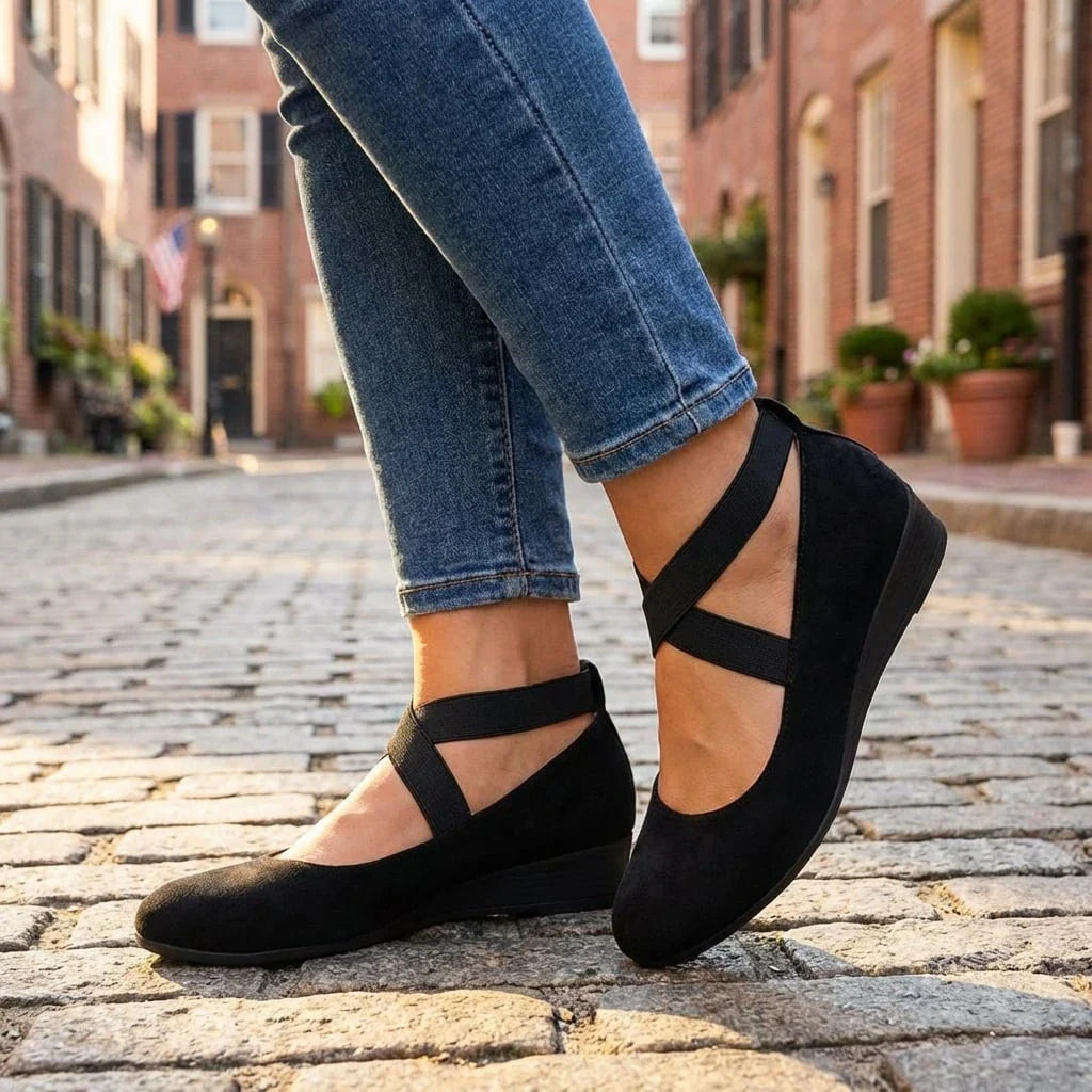 Women’s Cross-Strap Wedge Shoes | Closed-Toe Everyday Flats