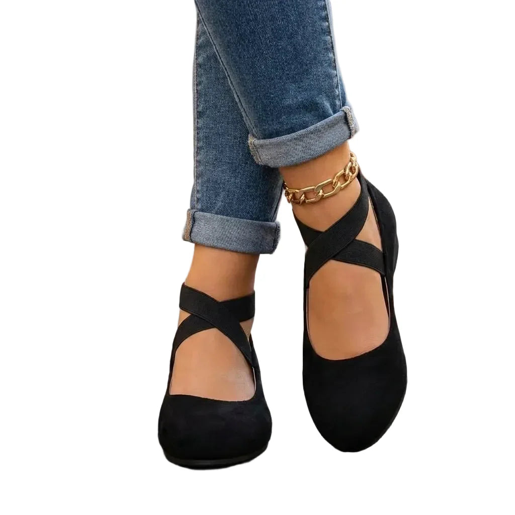 Women’s Cross-Strap Wedge Shoes | Closed-Toe Everyday Flats