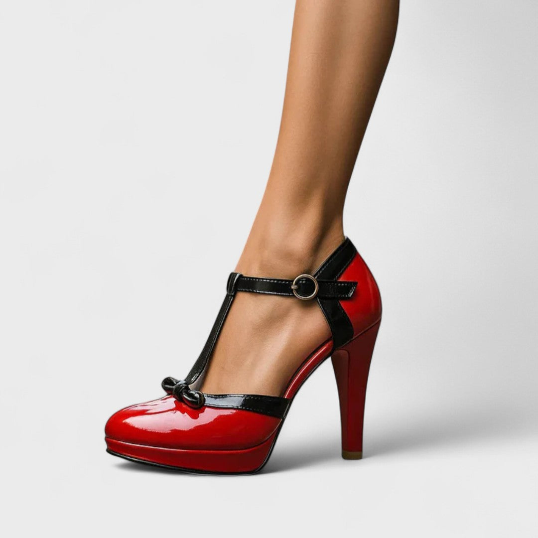 Women's T Bar Platform Heels Buckle