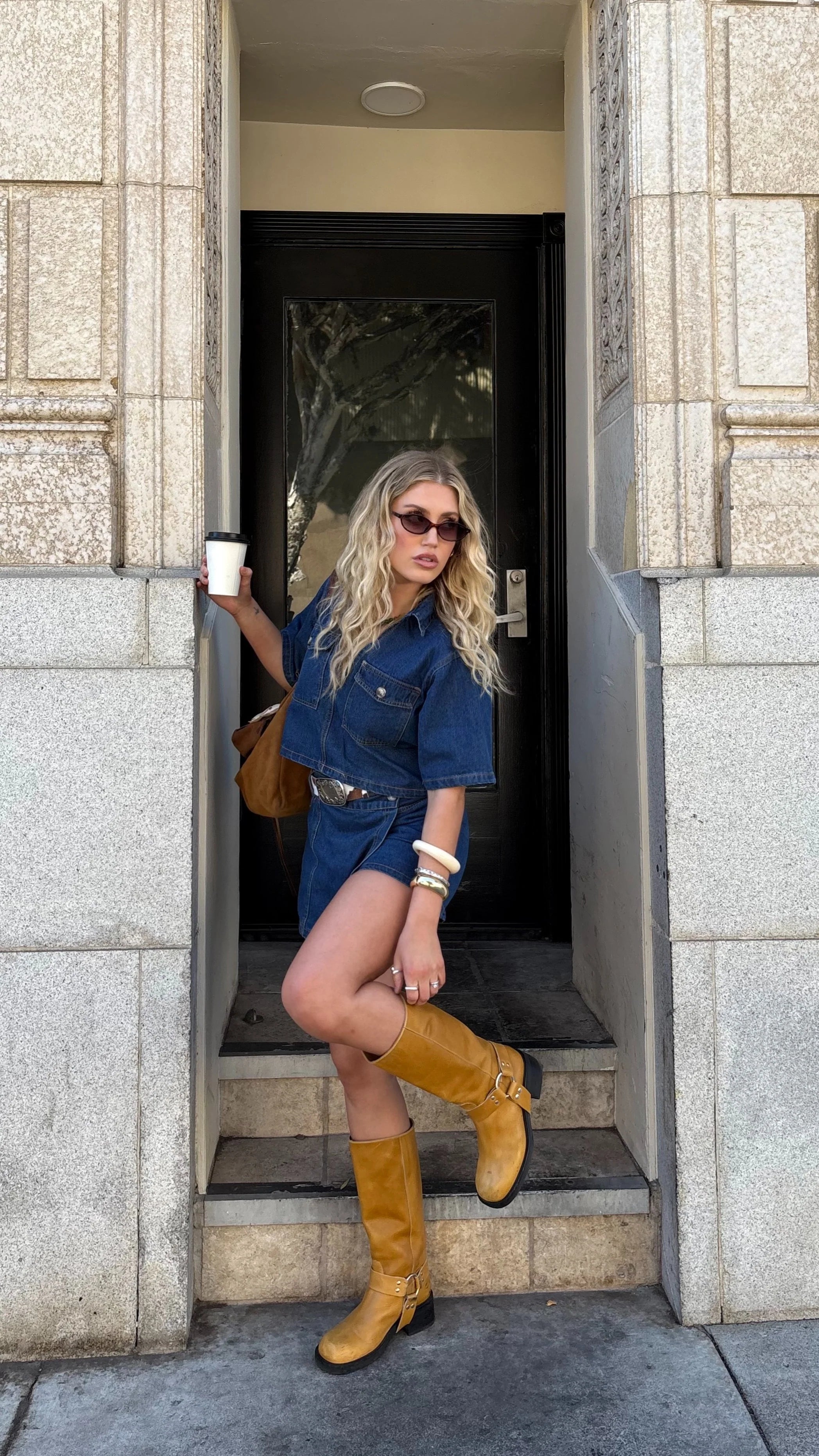 Women's Dark Denim Top and Skort Set