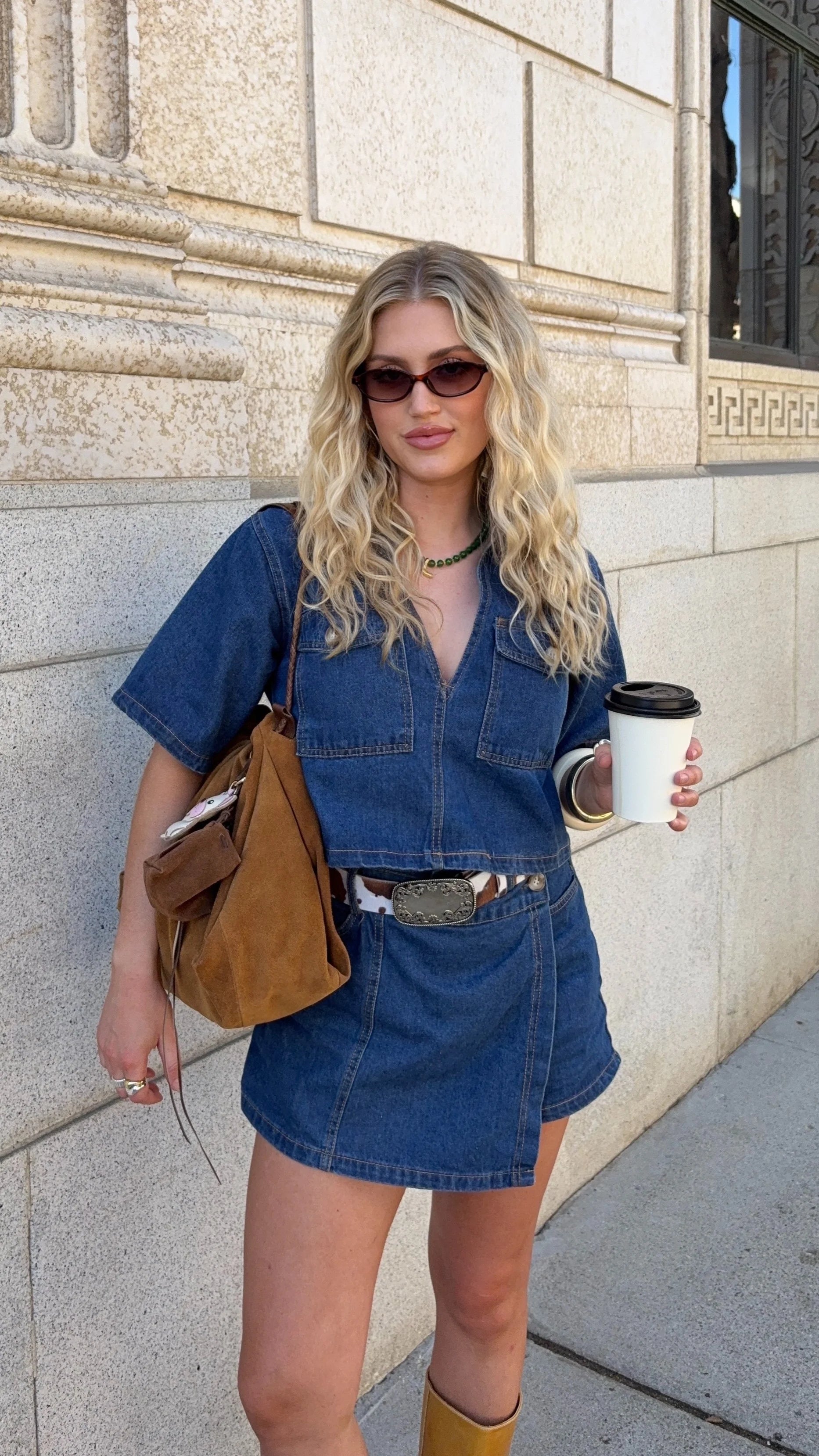Women's Dark Denim Top and Skort Set