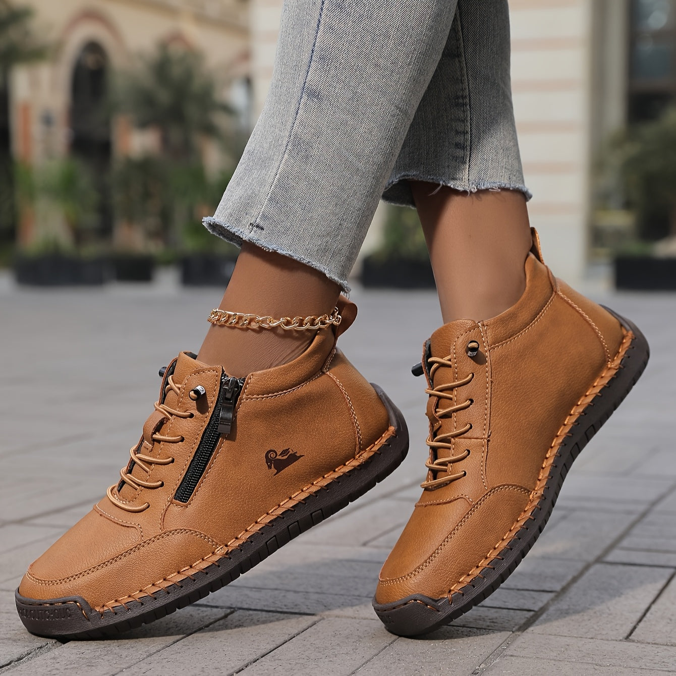 Women's Ankle Boot Lace-Up Side Zip - Pink