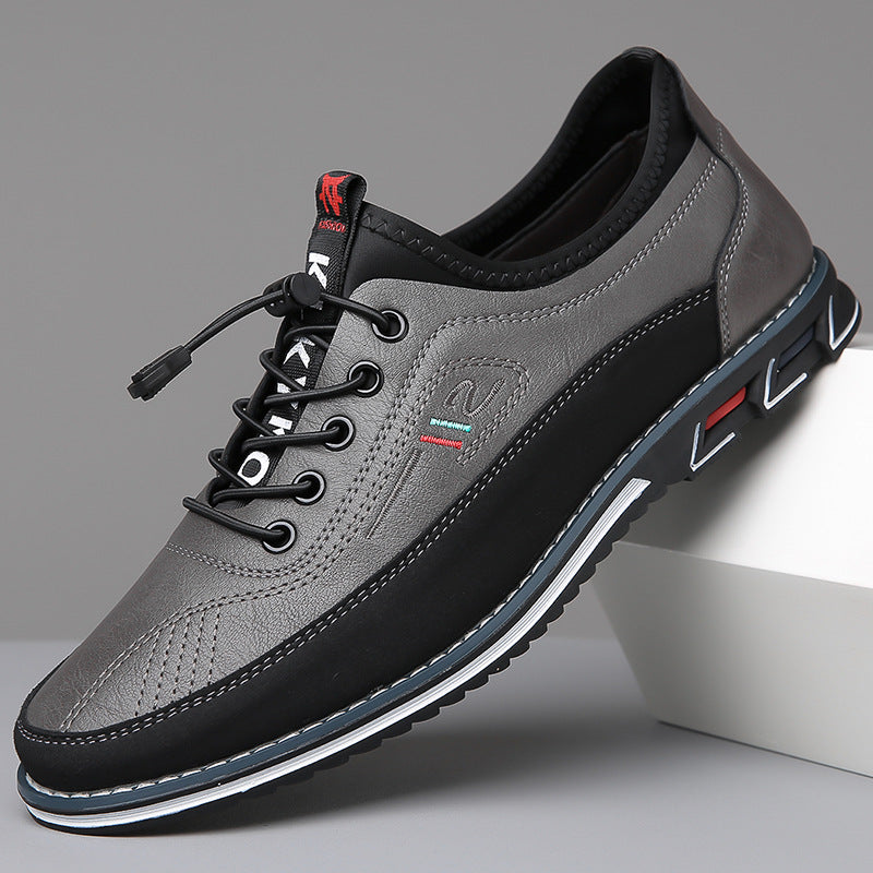 Men's panelled lace-up trainers with round toe and layered flat sole