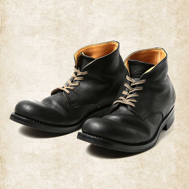 Men's retro lace-up ankle boots in black and brown