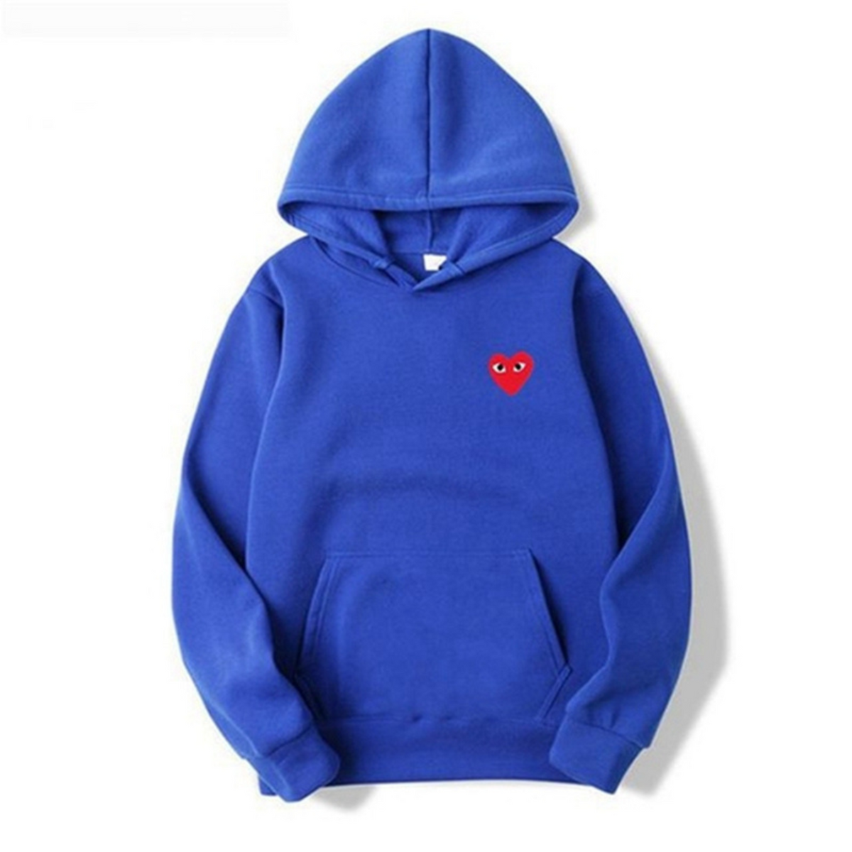 Women's hooded sweatshirt with small heart chest graphic and front kangaroo pocket