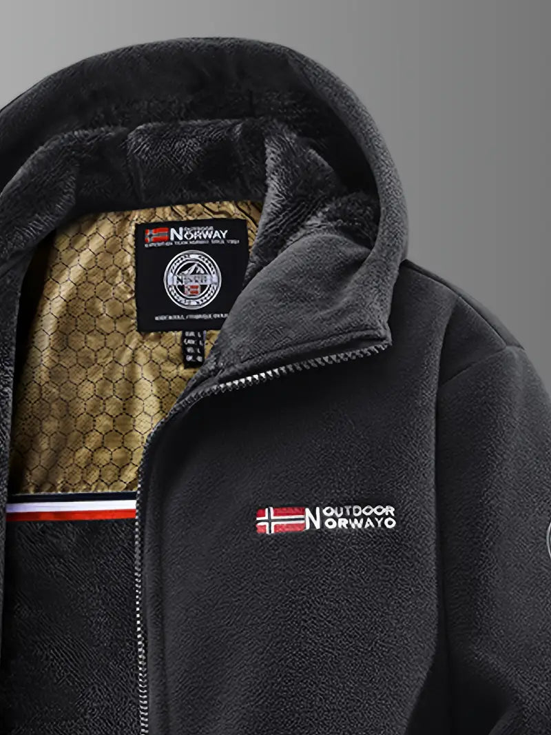 Men's hooded fleece jacket with full zip and zipped pockets