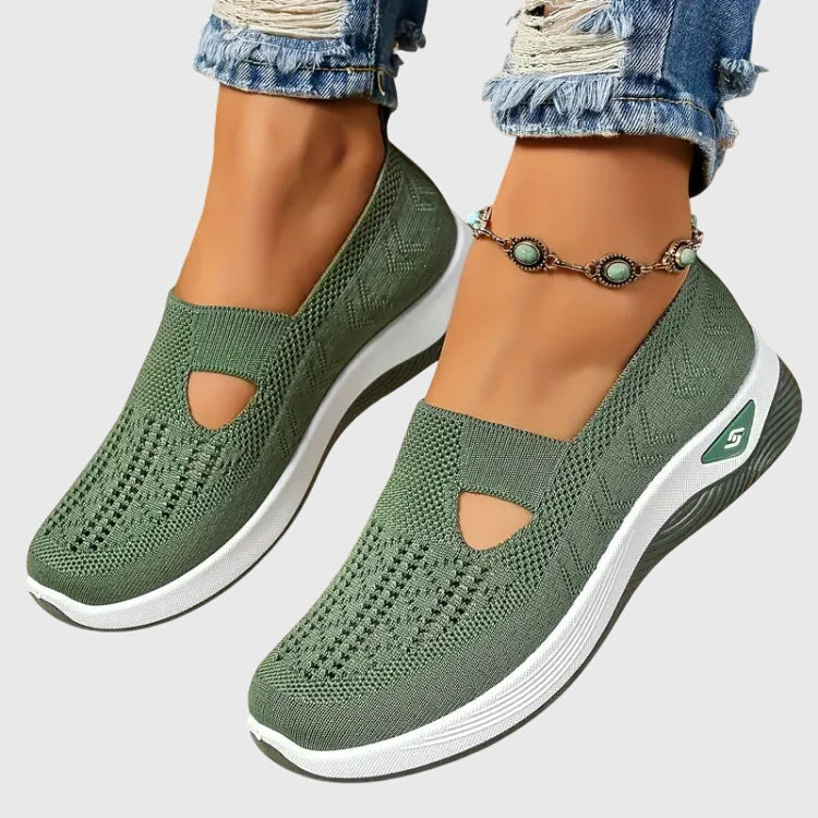 Women's Slip-On Trainers Knitted Cut-Out Flatform - Purple