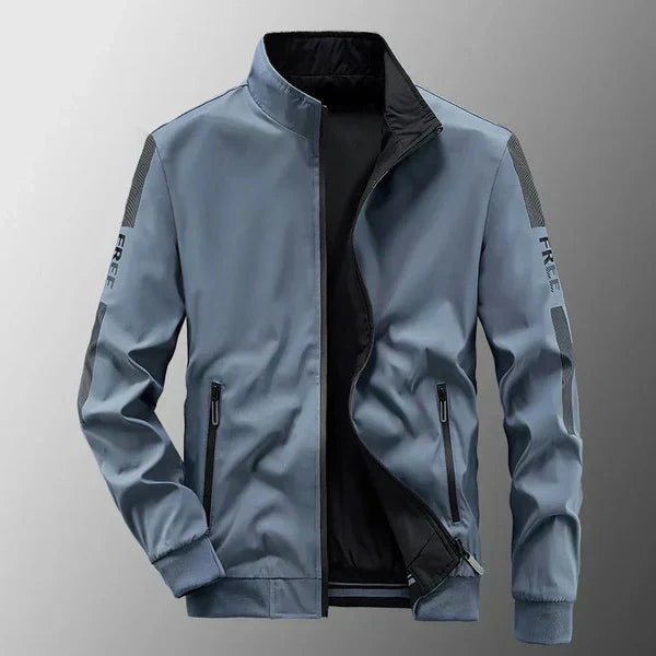 Men's Bomber Jacket Stand Collar Zip - Blue