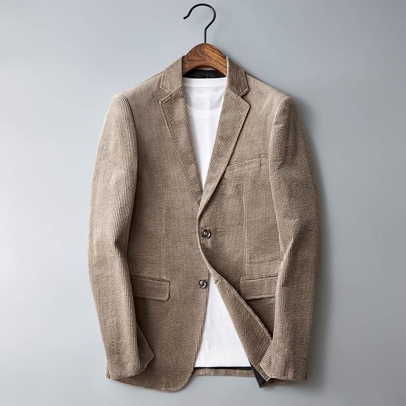 Men's corduroy blazer with notched lapels and button fastening