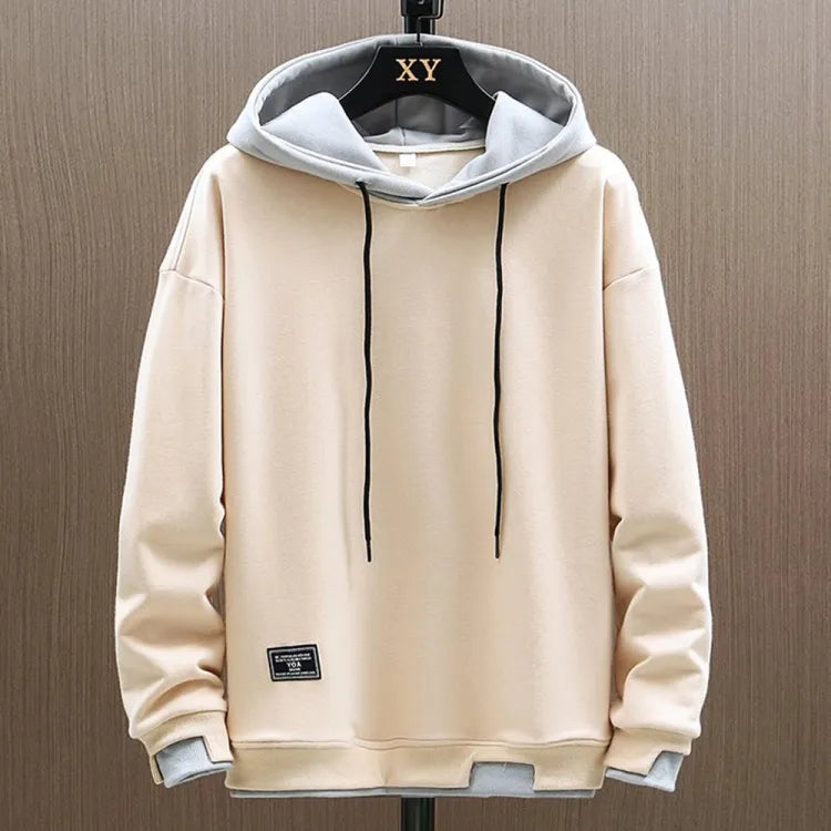 Men's two-tone hoodie with contrasting hood, cuffs and drawcords