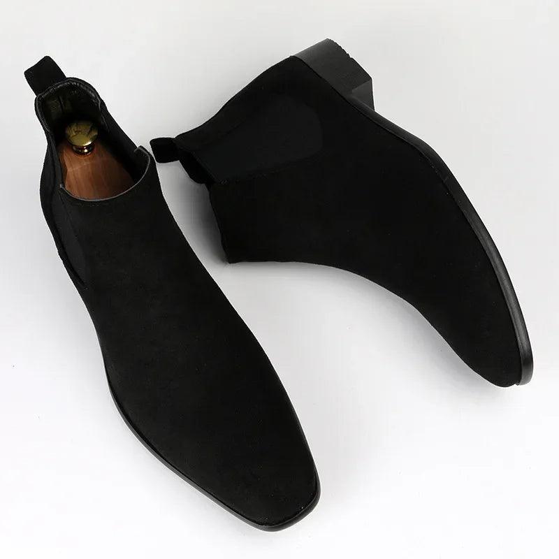 Men's Chelsea ankle boots with elasticated sides, almond toes and low heels