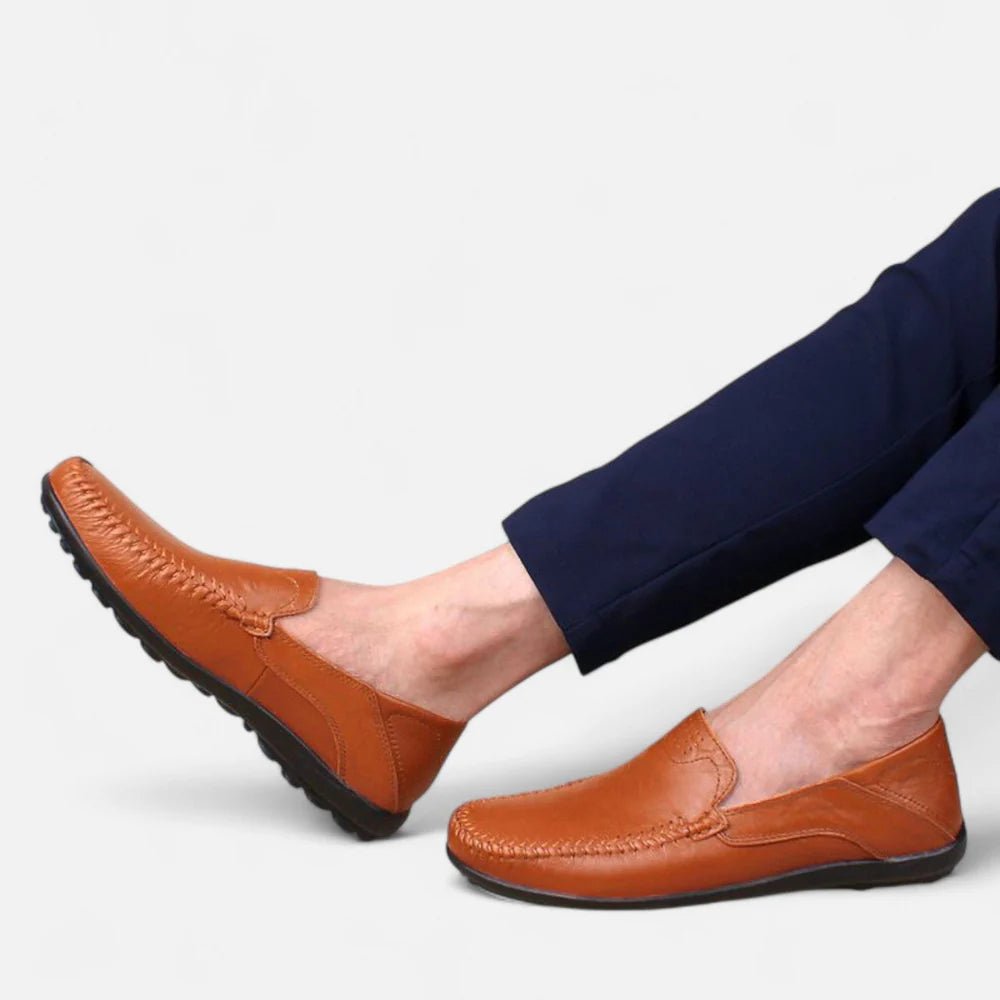 Men’s Vegan Leather Slip-On Loafers | Venthia – Casual Driving Shoes