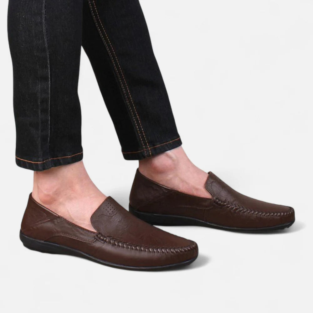 Men’s Vegan Leather Slip-On Loafers | Venthia – Casual Driving Shoes