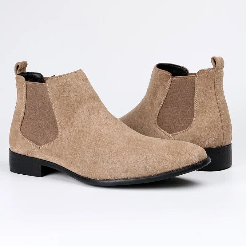 Men's Chelsea ankle boots with elasticated sides, almond toes and low heels