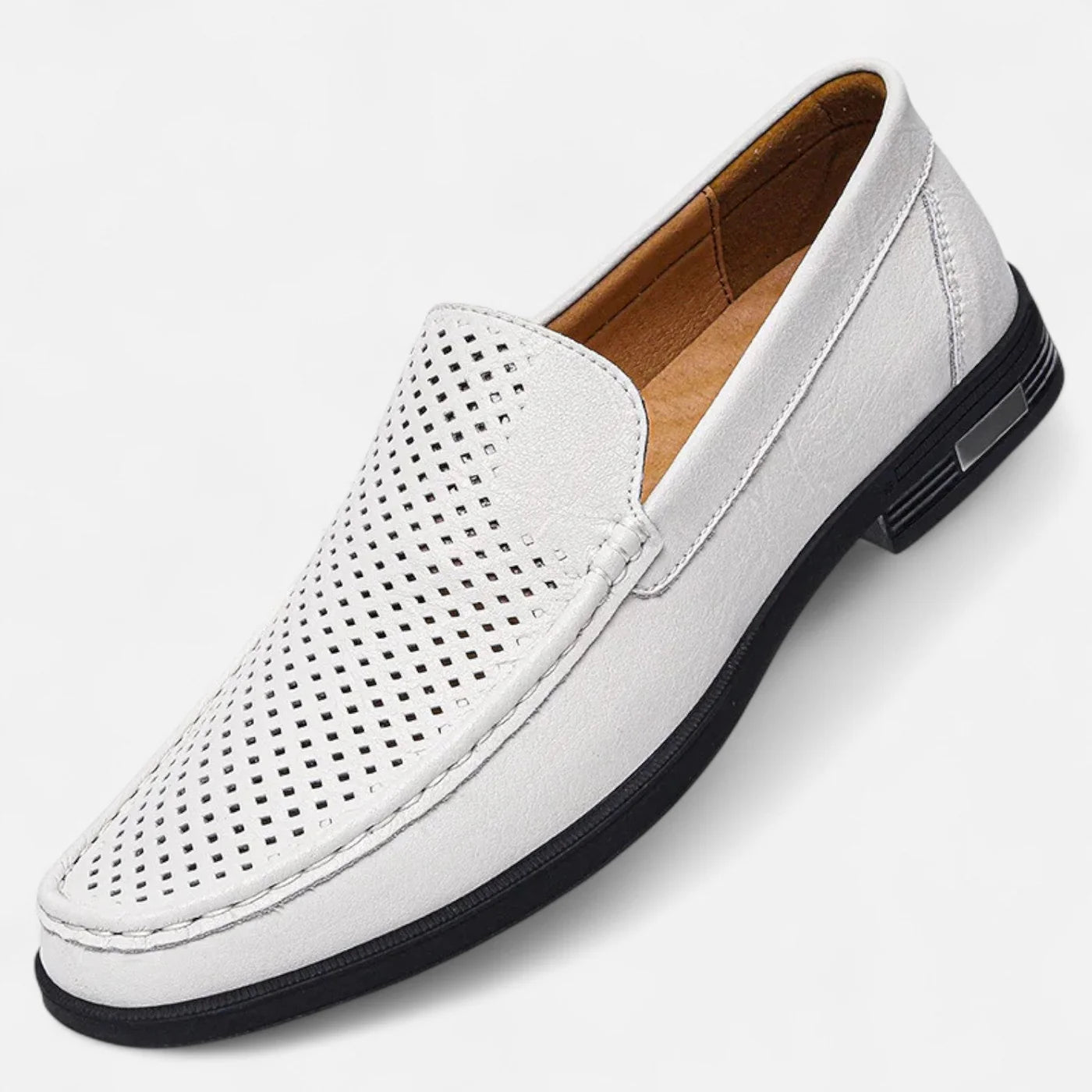 Men’s Perforated Leather Loafers | Slip-On Formal Shoes