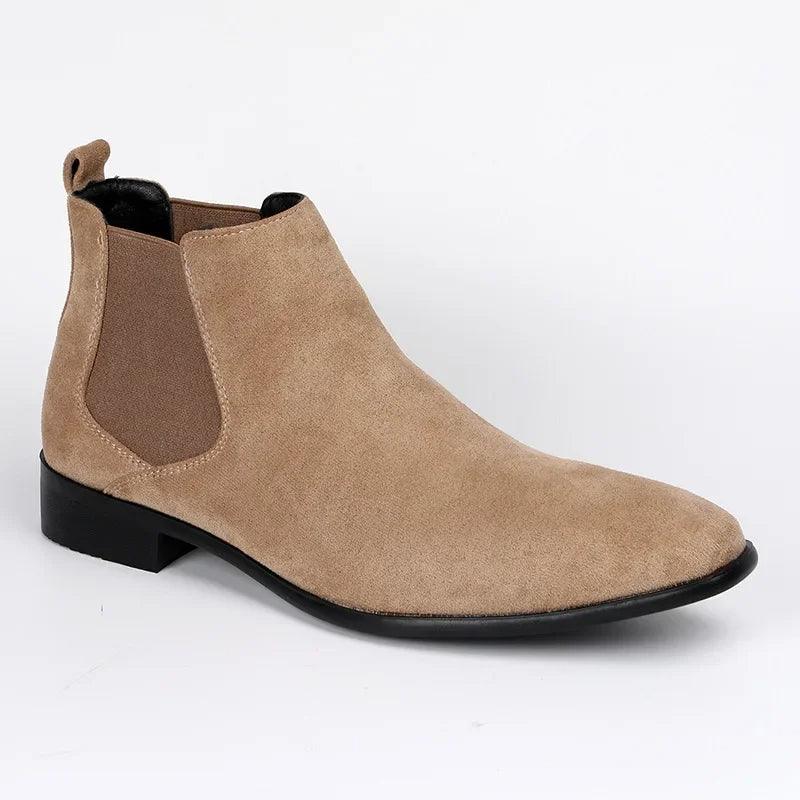 Men's Chelsea ankle boots with elasticated sides, almond toes and low heels