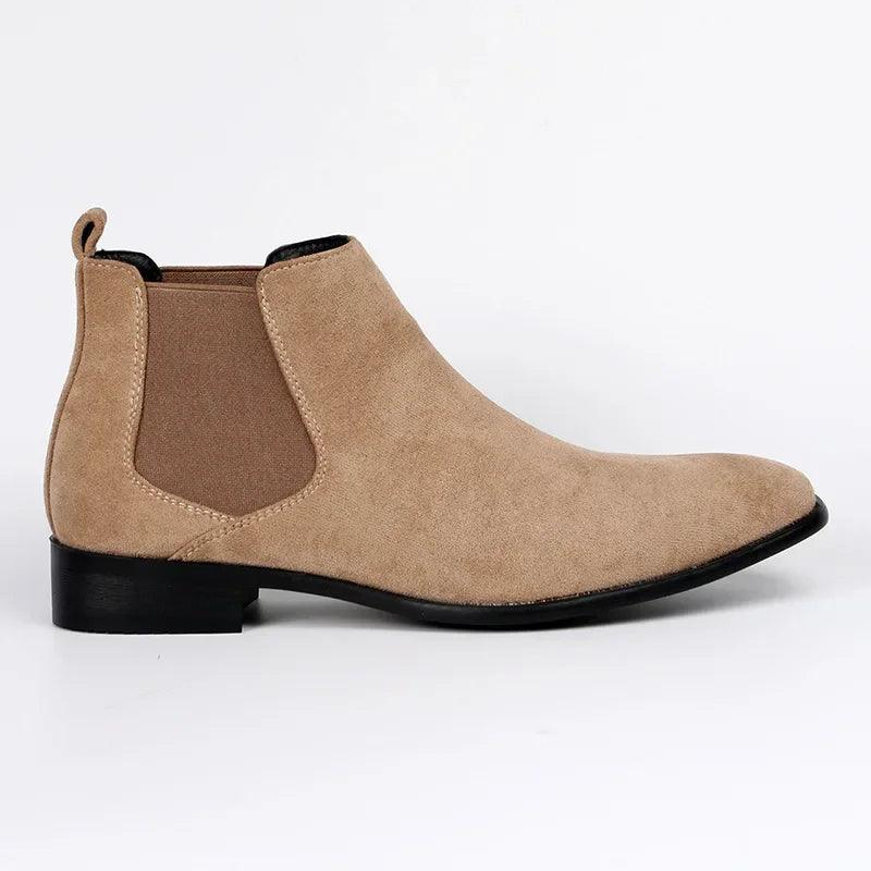 Men's Chelsea ankle boots with elasticated sides, almond toes and low heels
