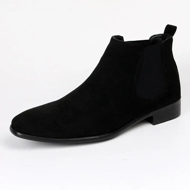Men's Chelsea ankle boots with elasticated sides, almond toes and low heels